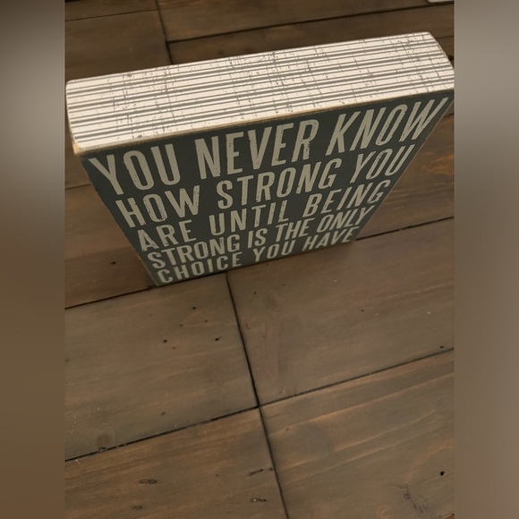 Primitives by Kathy Phillips “How Strong” box sign rustic wood art decor - Picture 2 of 5